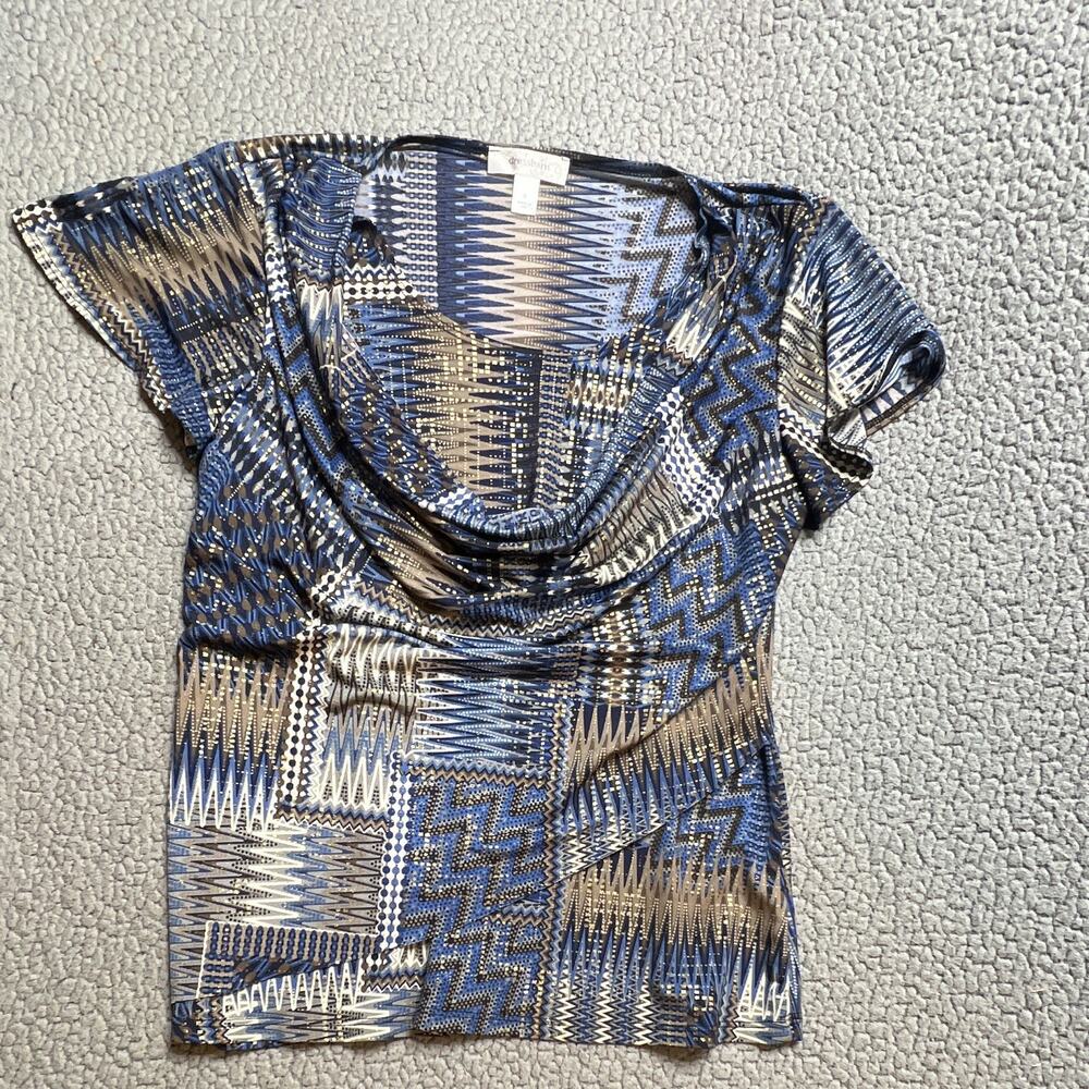 Dress Barn Womens Short Sleeve Blouse Blue Size Small